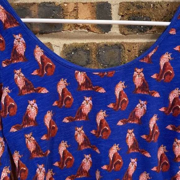9-H15 STCL (Anthropologie) 3/4 sleeve fox print top, Women’s XS - Picture 2 of 4